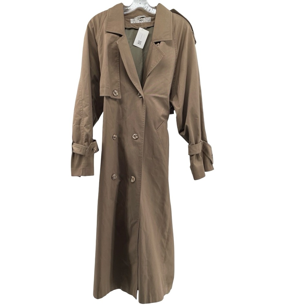 Brem Women's Trench Coat Double Breasted Brown Vintage 80s Size 12